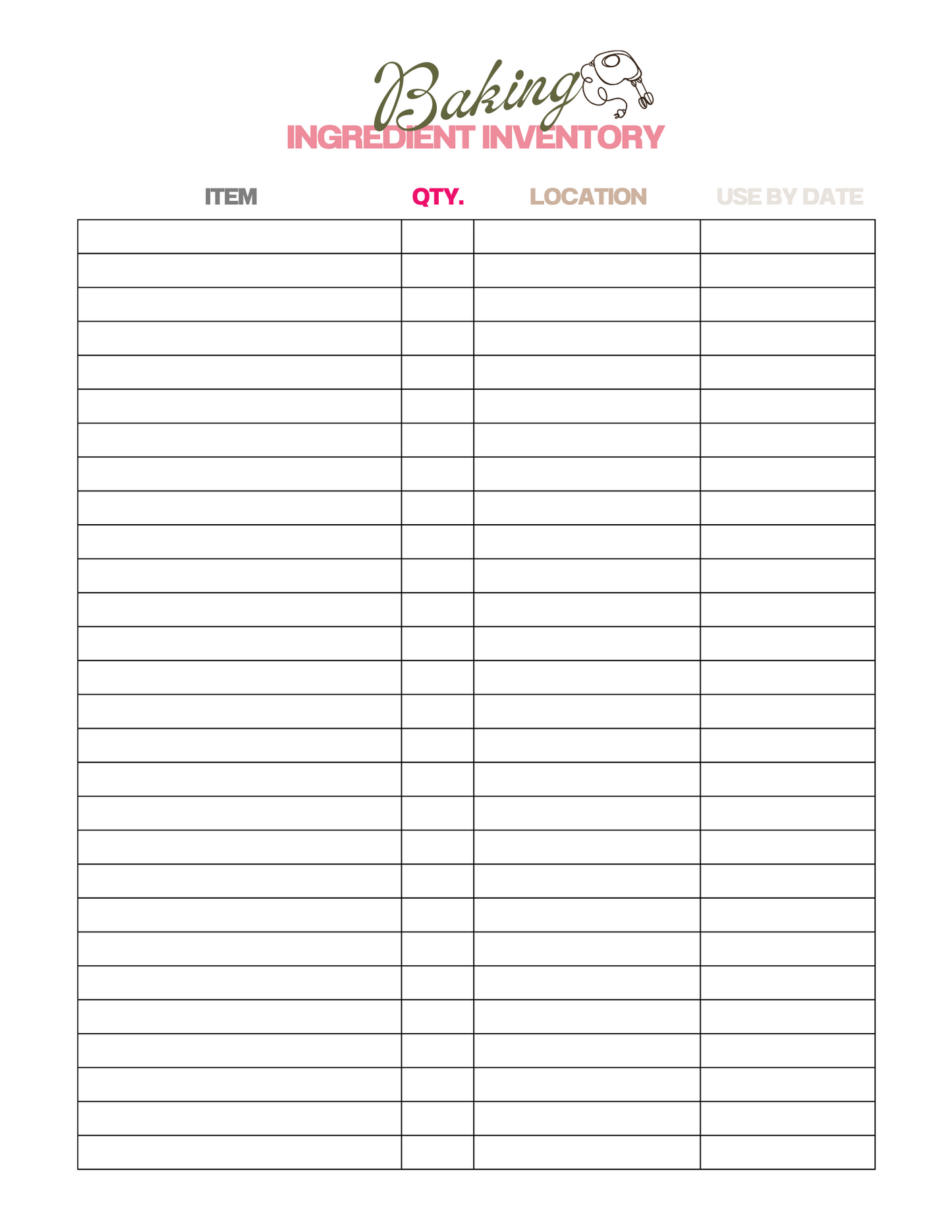 Everything Baking Planner for Home Bakers