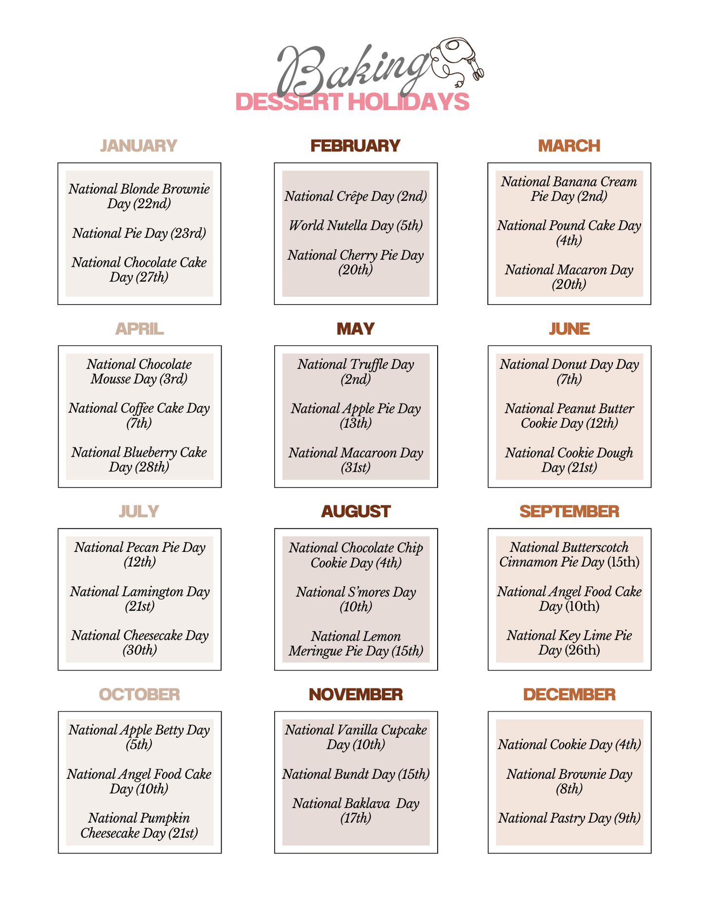 Everything Baking Planner for Home Bakers