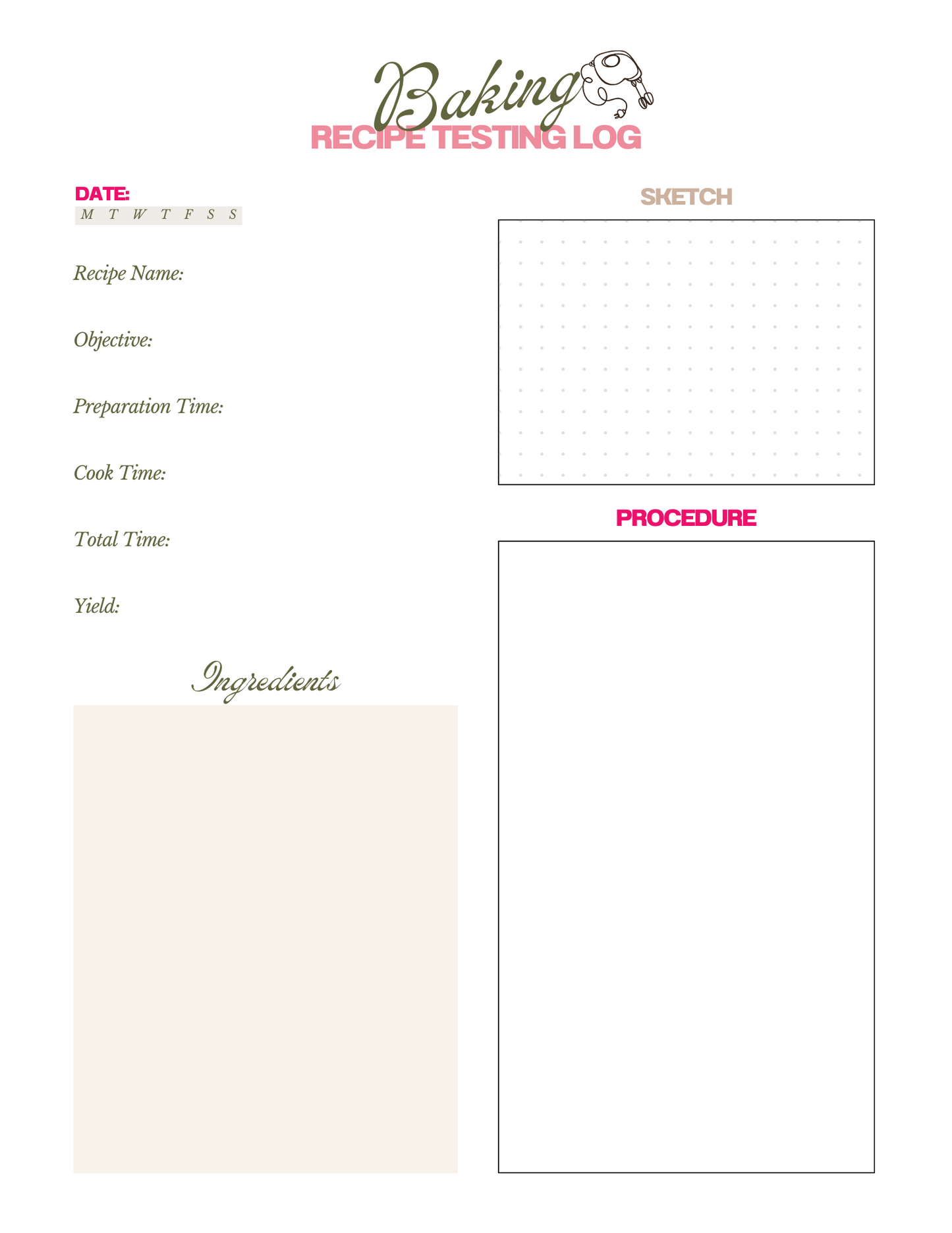Everything Baking Planner for Home Bakers