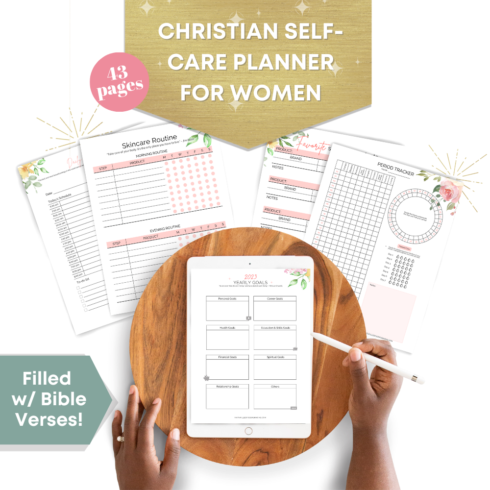 Sample pages of the Christian Self Care Planner for Women