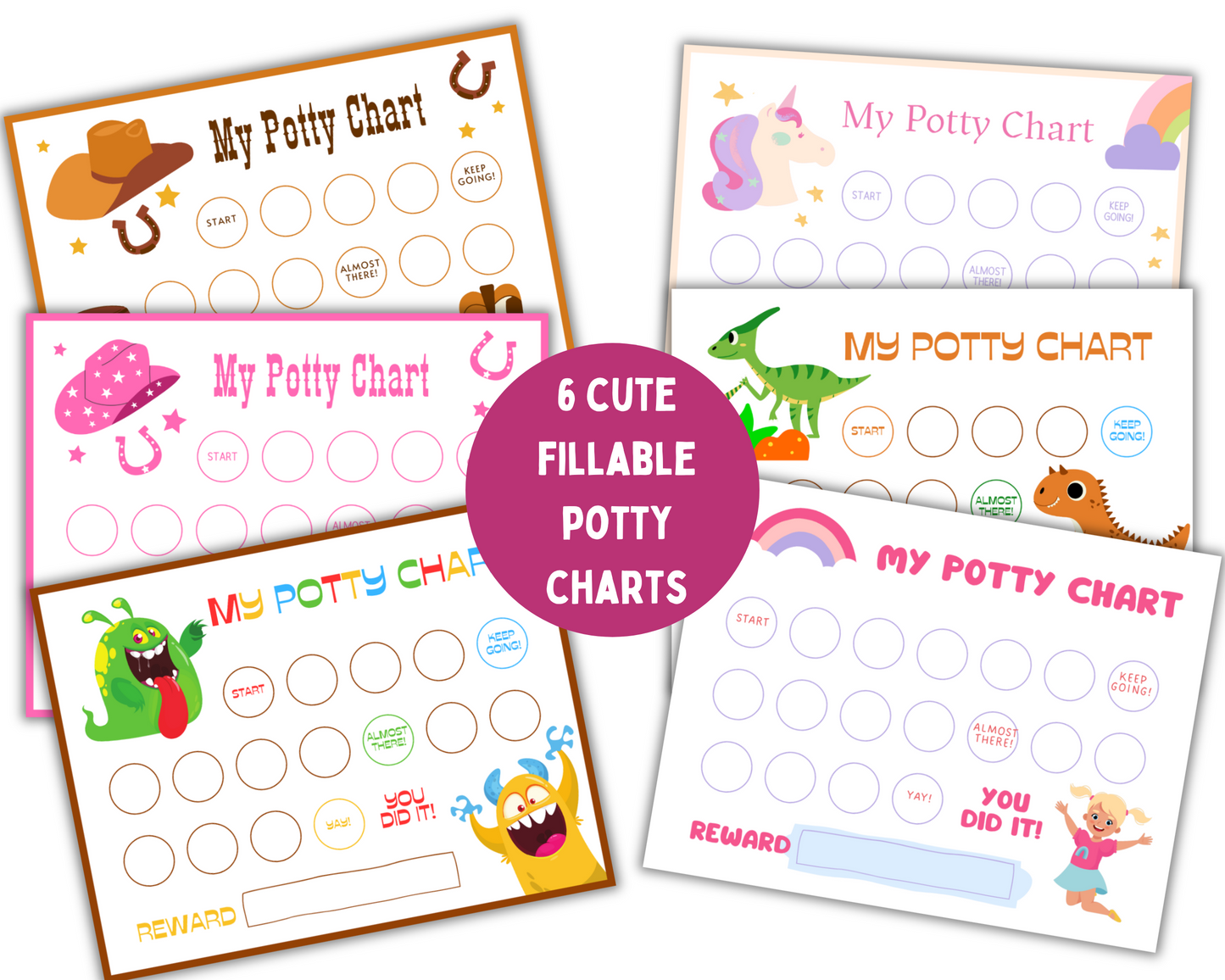6 Super Cute Potty Training Reward Charts Faith Filled Printables