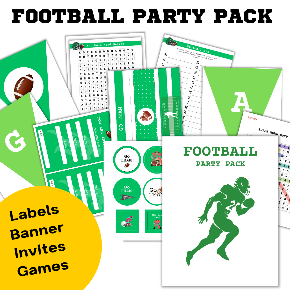 Football Party Pack Faith Filled Printables