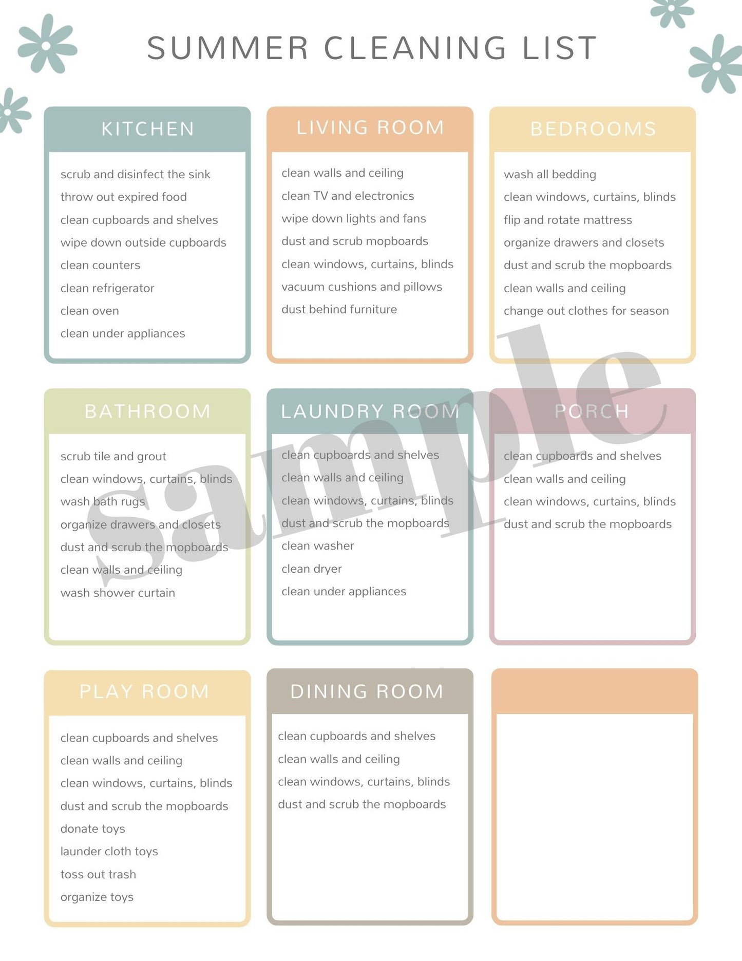 Home Cleaning Planner Printable | Room-by-Room Seasonal Cleaning & Declutter Planner Faith Filled Printables