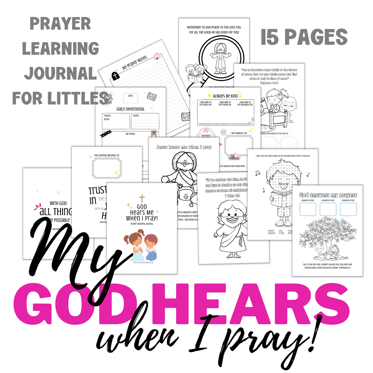 God Hears Me When I Pray Printable Journal for Kids Faith Filled Printables