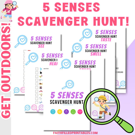 FUN Outdoor 5 Senses Scavenger Hunt for Kids