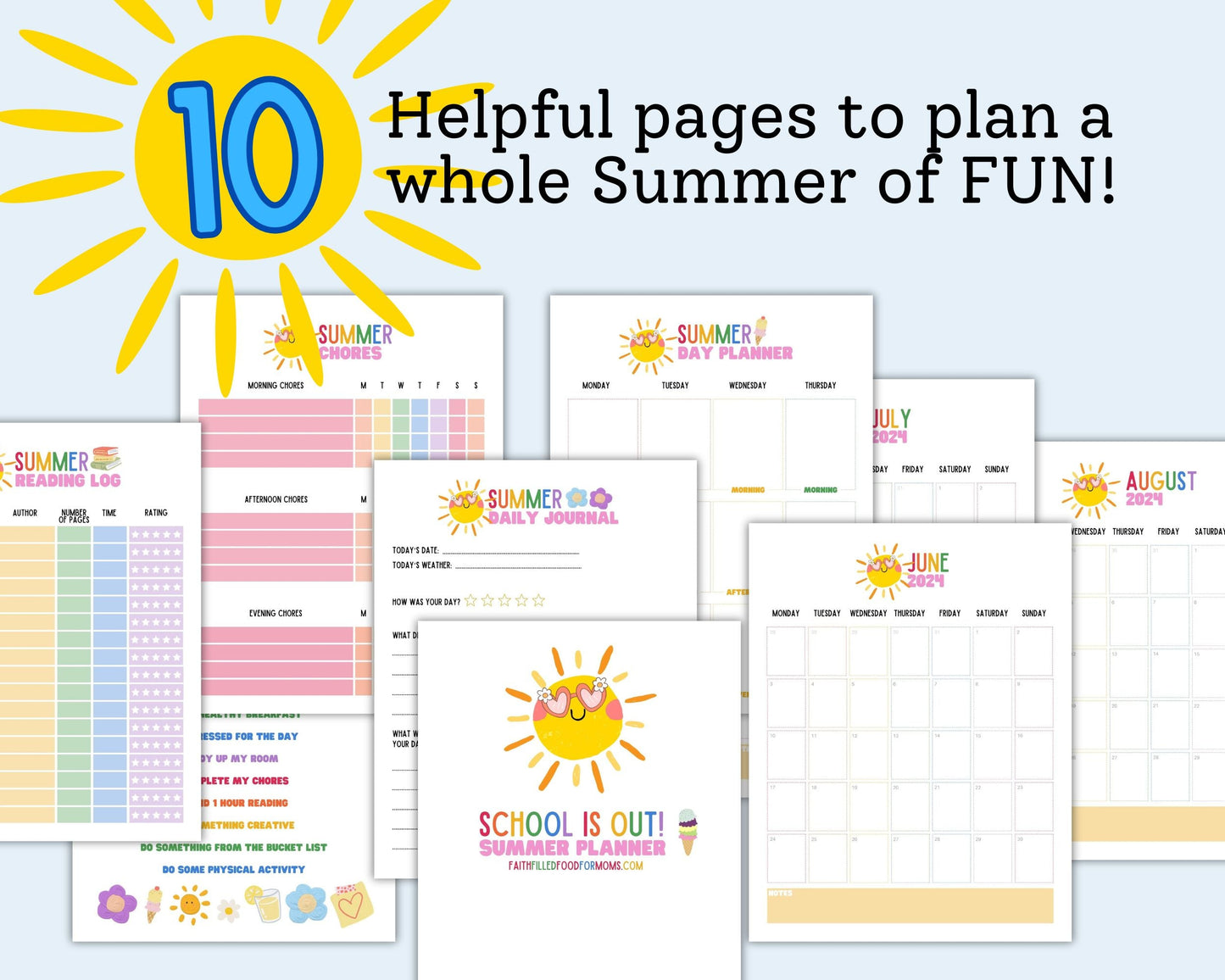 Cute Summer Fun Planner Faith Filled Printables
