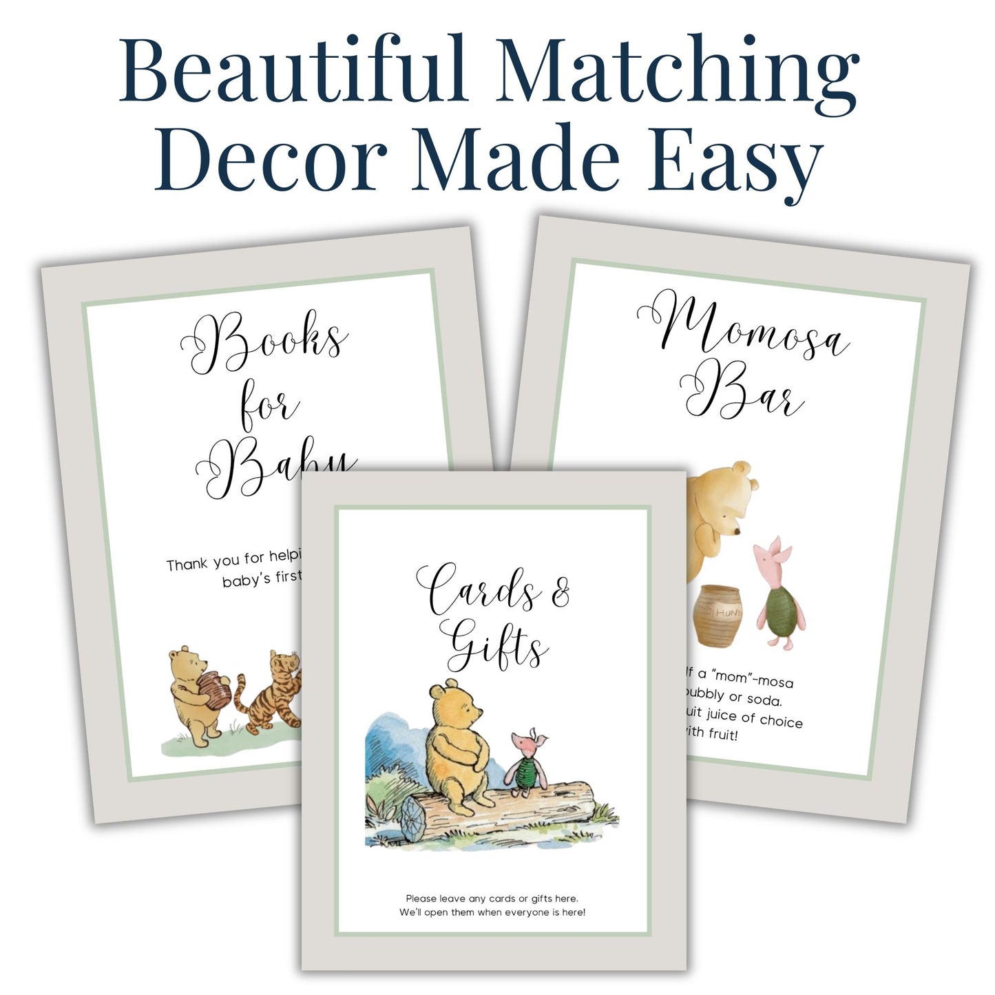 Winnie the Pooh Baby Shower Games & Decor Printable Bundle (66 Pages) Faith Filled Printables