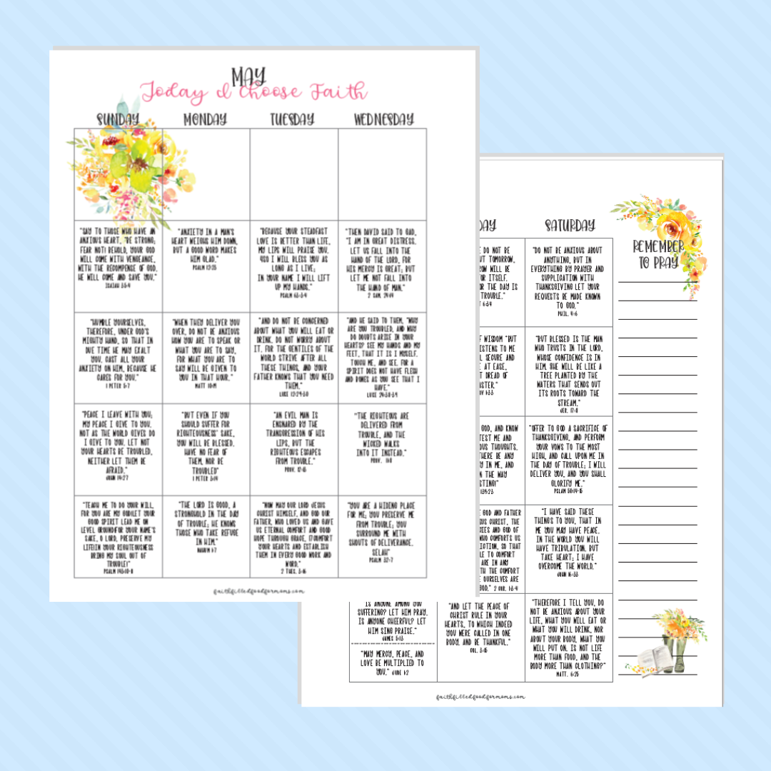 Today I Choose Faith ~ May Scripture Journal ~ Free Calendar w/purchase!