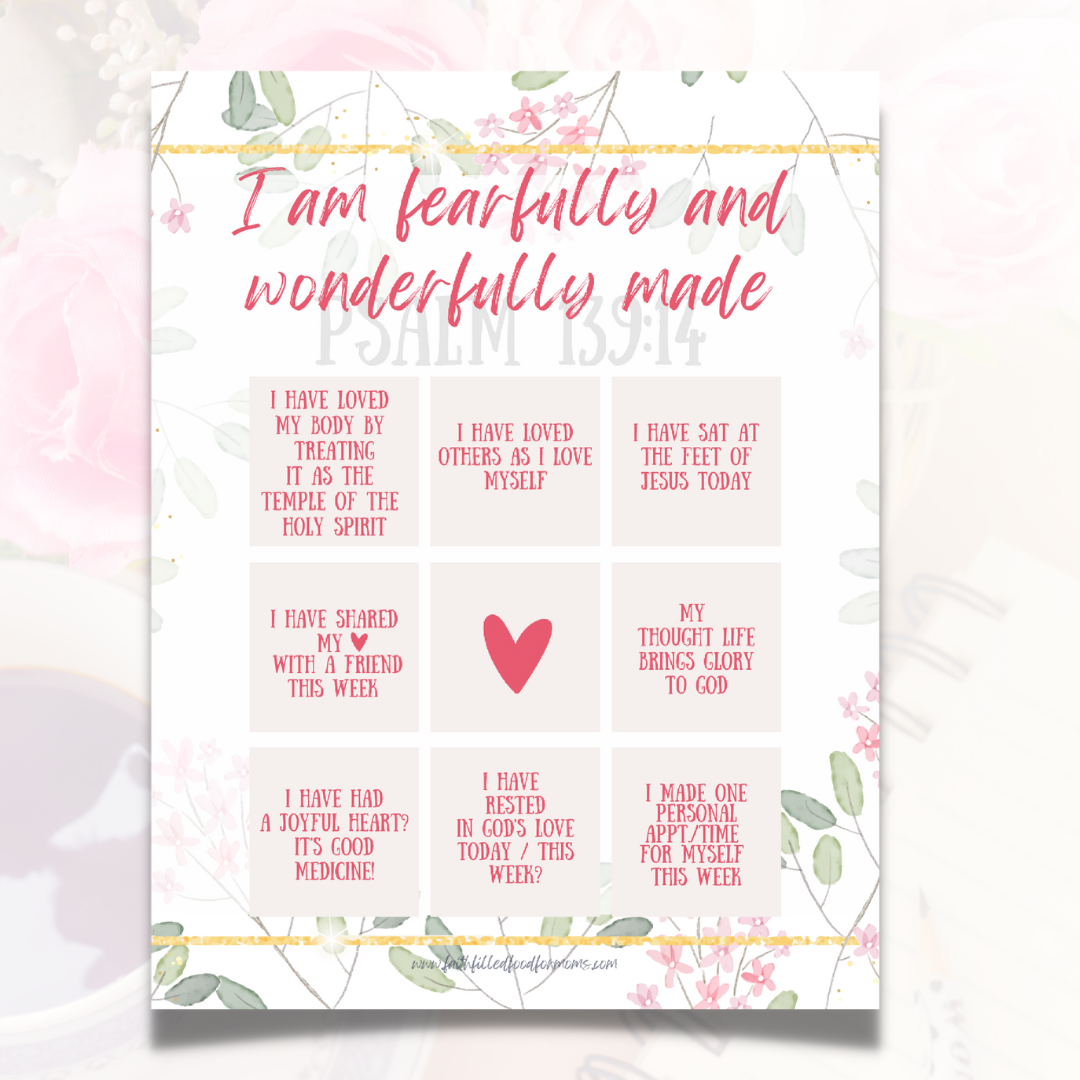 Christ Centered Self Care Bingo Card
