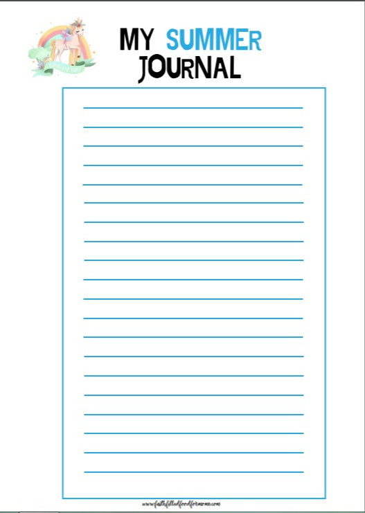 Cute Printable Unicorn Summer Journal for Kids
