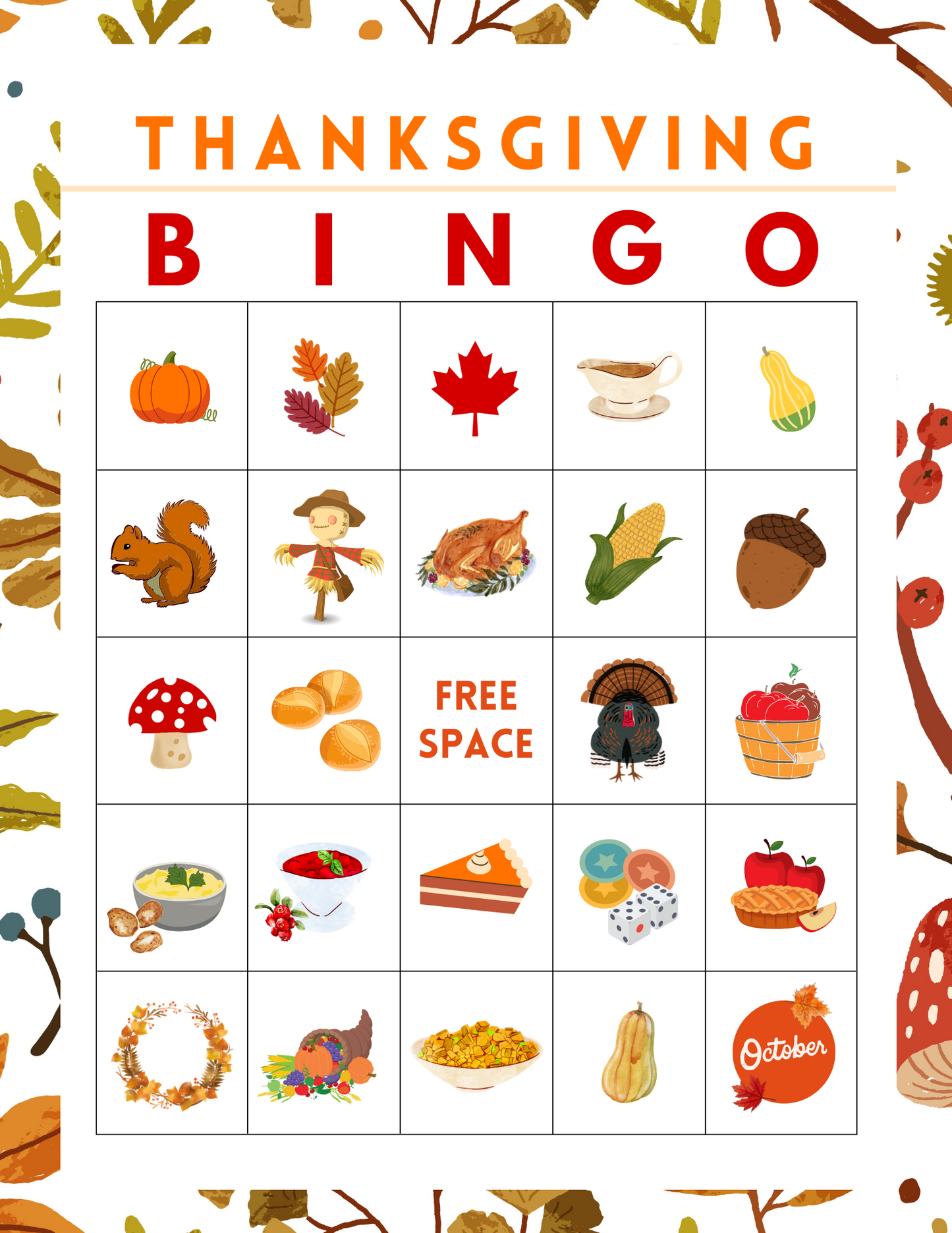 Thanksgiving Bingo