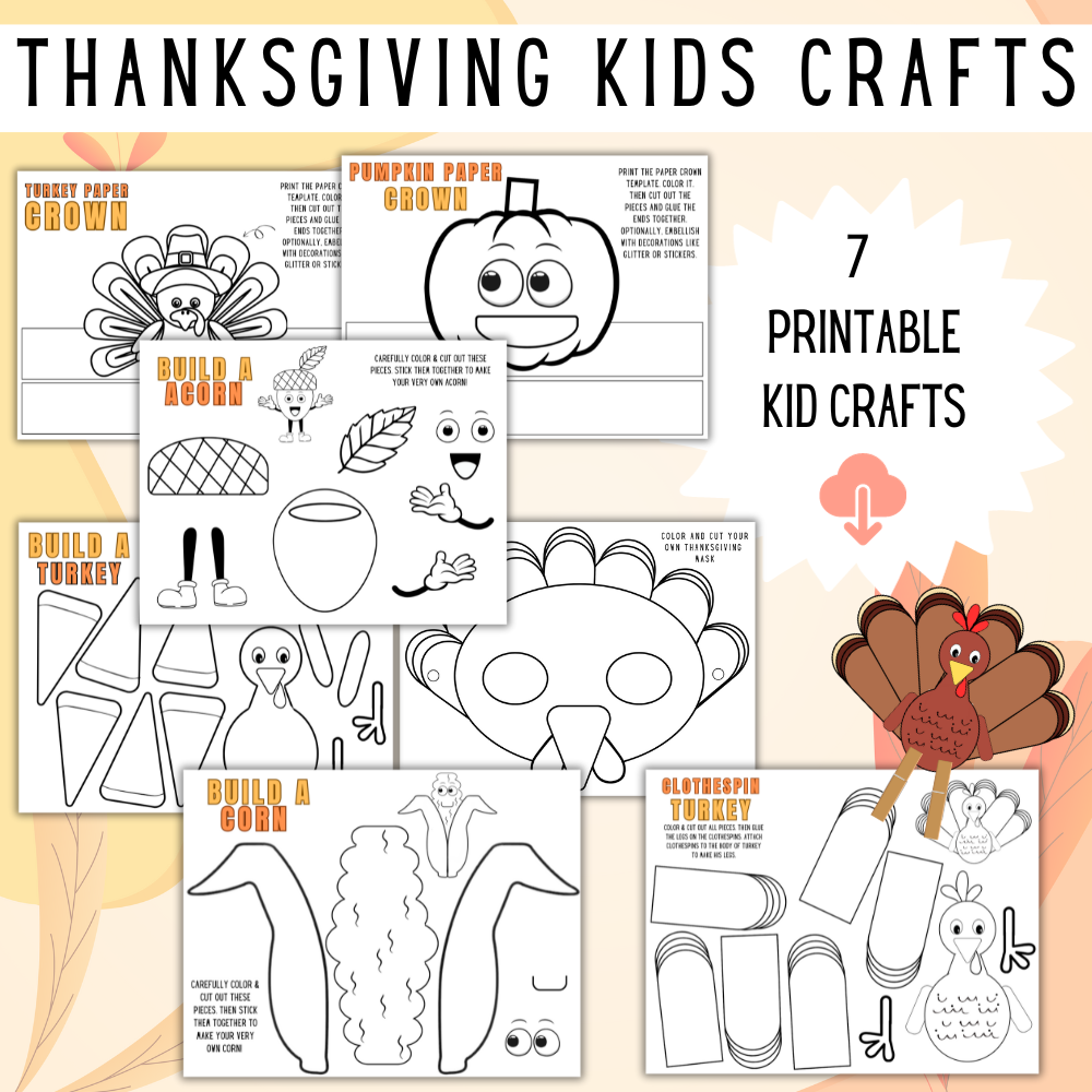 Thanksgiving Kids Crafts 7 pages of fun!