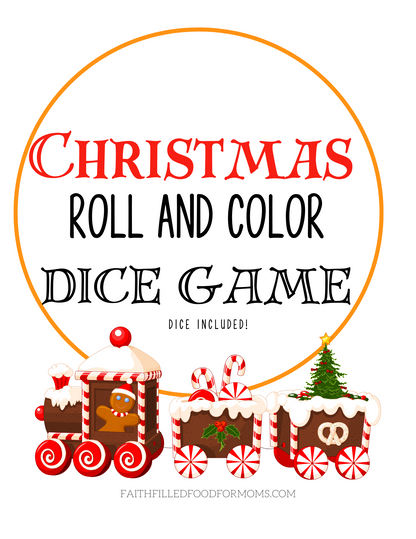 Christmas Roll and Color Dice Game for Kids