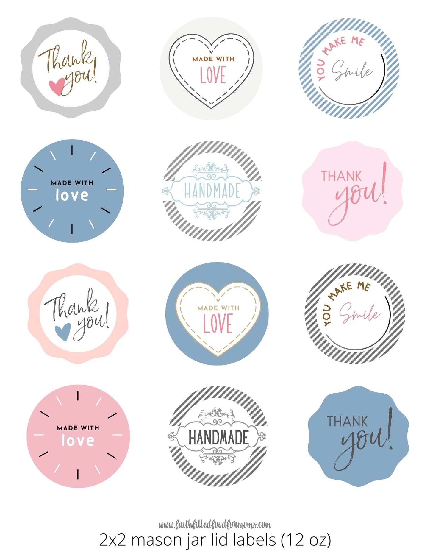 Printable Mason Jar Labels for Gifts & Canning | DIY Jar Stickers, Pantry Labels, Homemade Treat Tags Faith Filled Printables