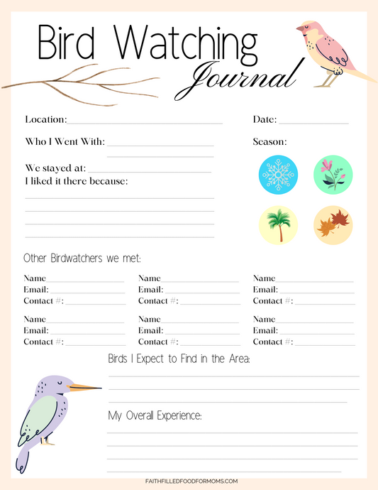 Bird-Watching Journal Faith Filled Printables