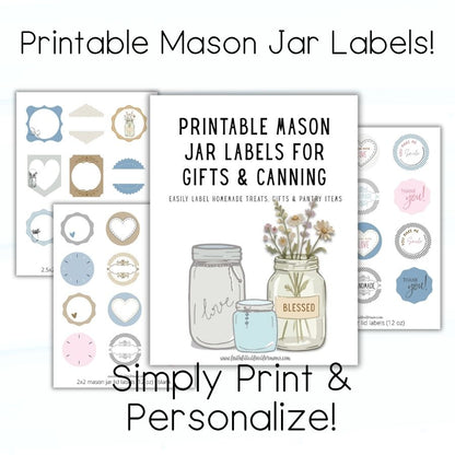 Printable Mason Jar Labels for Gifts & Canning | DIY Jar Stickers, Pantry Labels, Homemade Treat Tags Faith Filled Printables