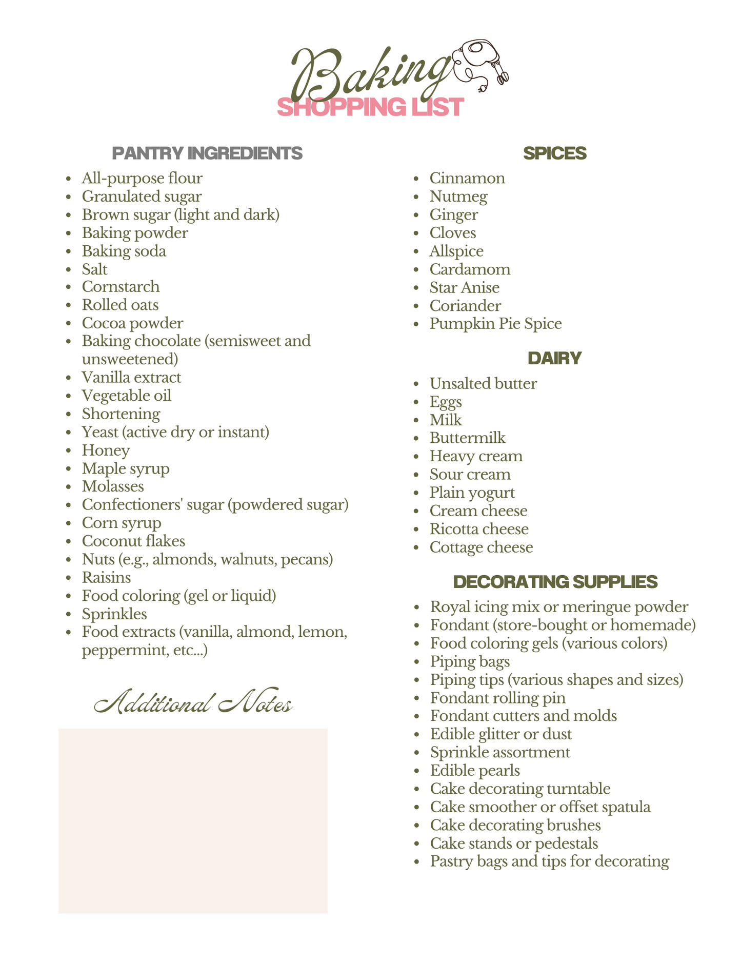 Everything Baking Planner for Home Bakers