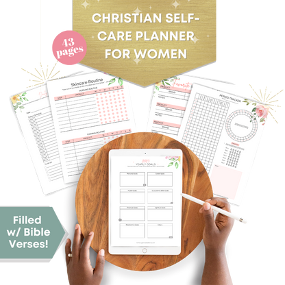 Sample pages of the Christian Self Care Planner for Women
