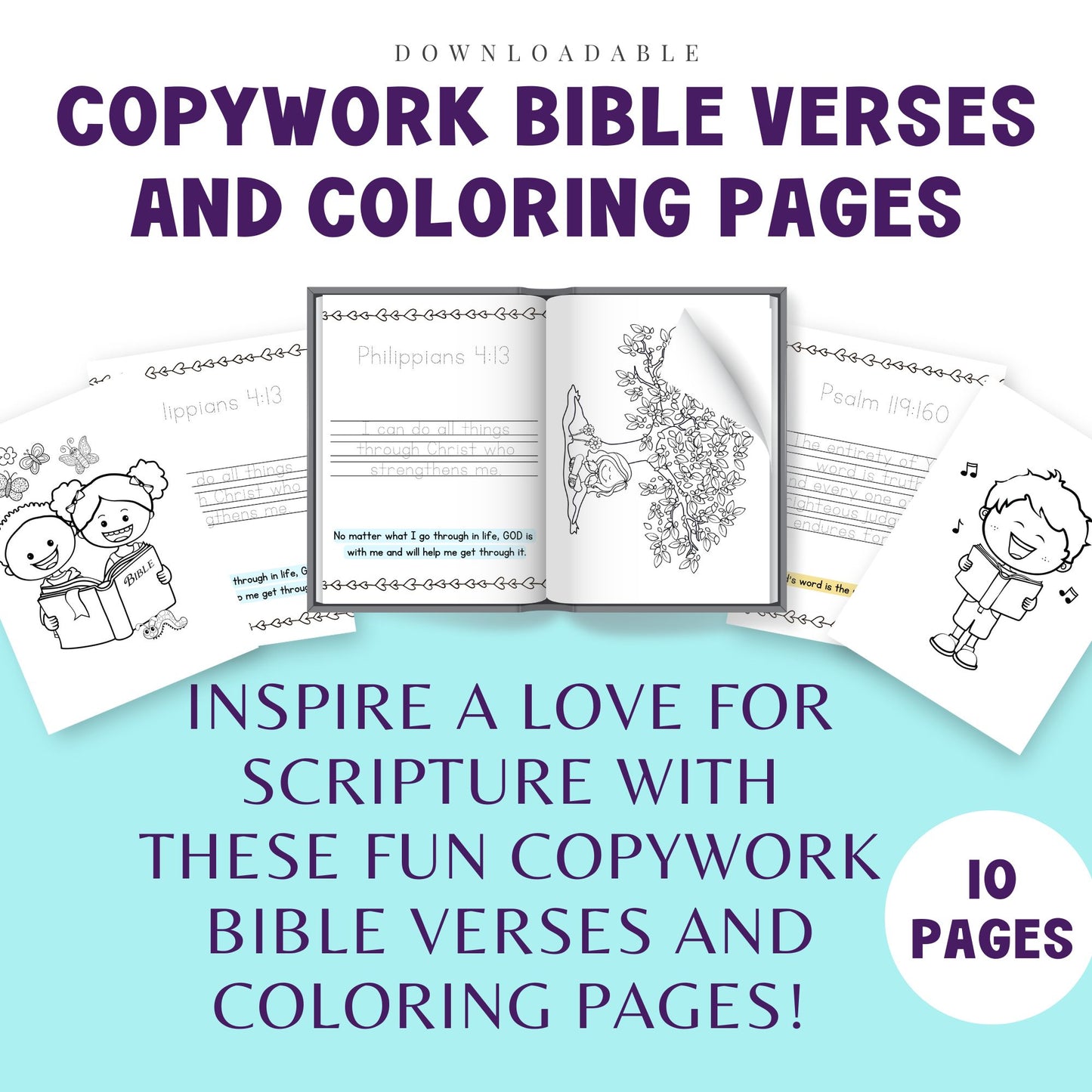 Copywork Bible Verses and Coloring Pages