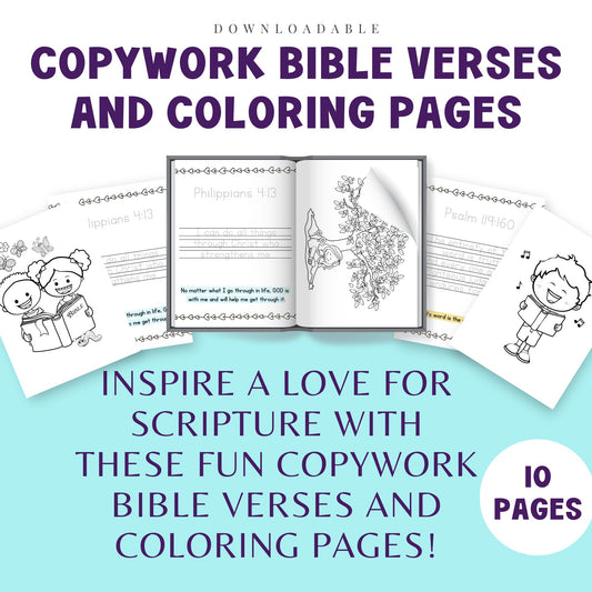 Copywork Bible Verses and Coloring Pages