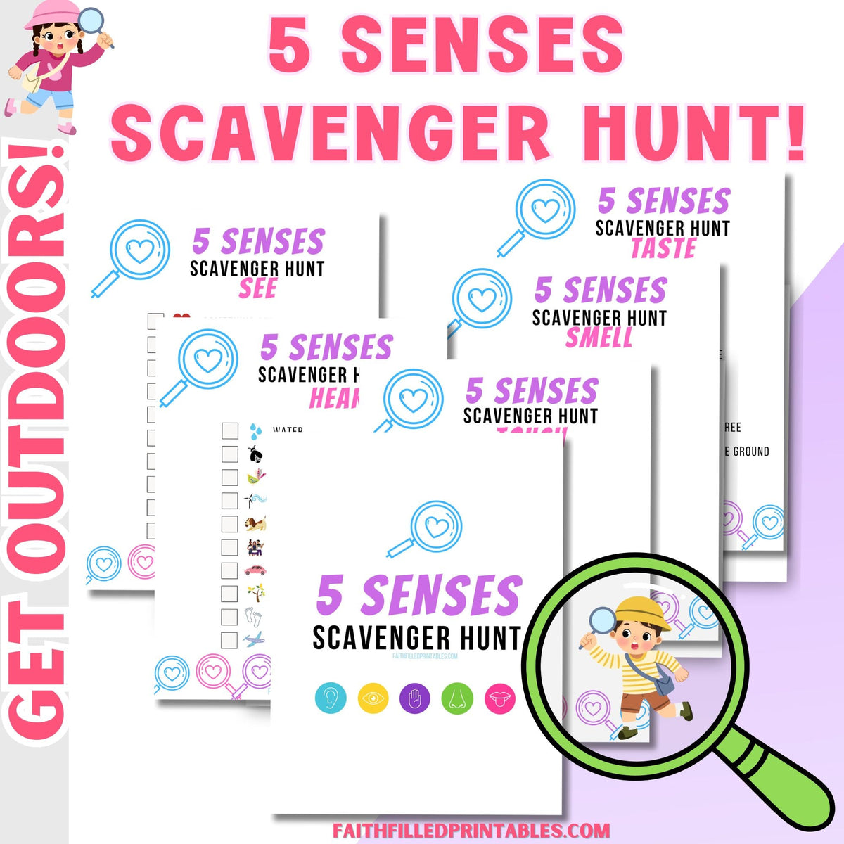 FUN Outdoor 5 Senses Scavenger Hunt for Kids Faith Filled Printables