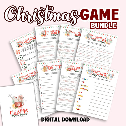 Printable Christmas games bundle for families and kids