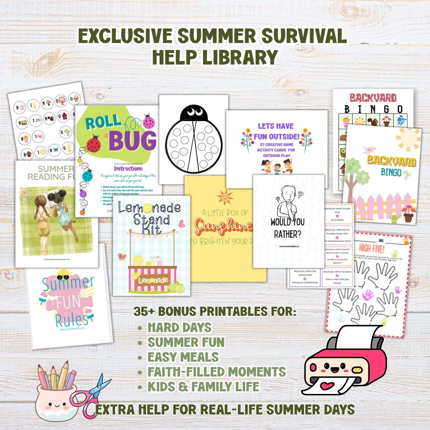 Faith-Filled Summer Survival Kit for Moms | Printable Summer Planner & Encouragement Bundle Faith Filled Printables