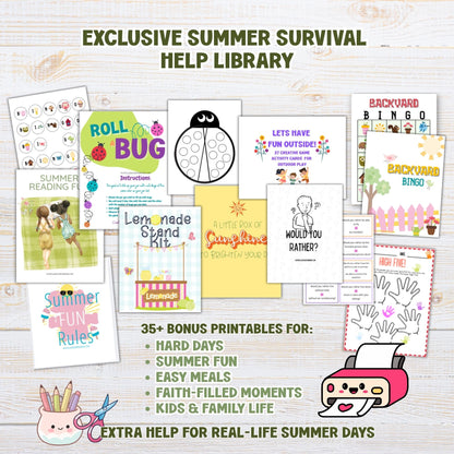 Faith-Filled Summer Survival Kit for Moms | Printable Summer Planner & Encouragement Bundle Faith Filled Printables