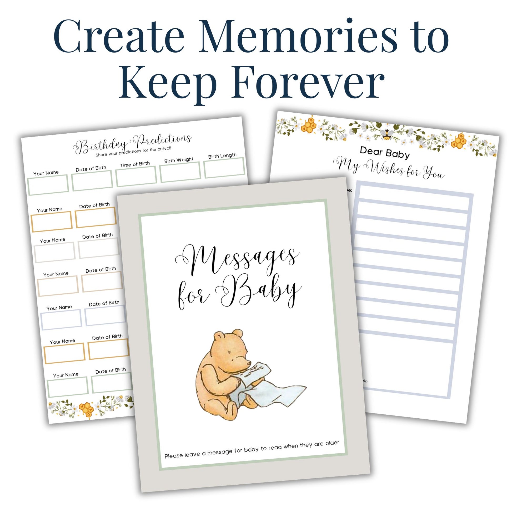 Winnie the Pooh Baby Shower Games & Decor Printable Bundle (66 Pages) Faith Filled Printables