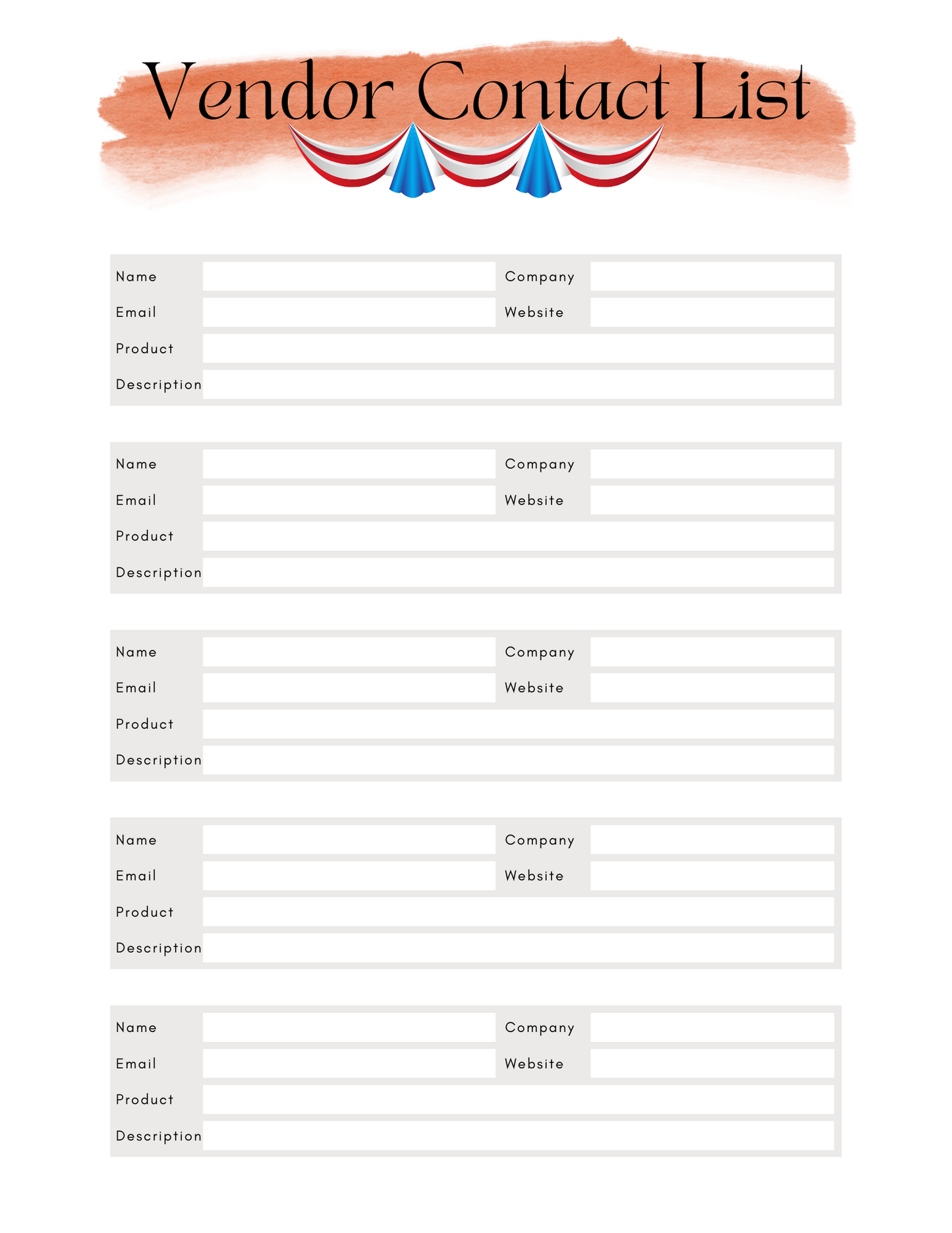 4th of July Printable Party Planner