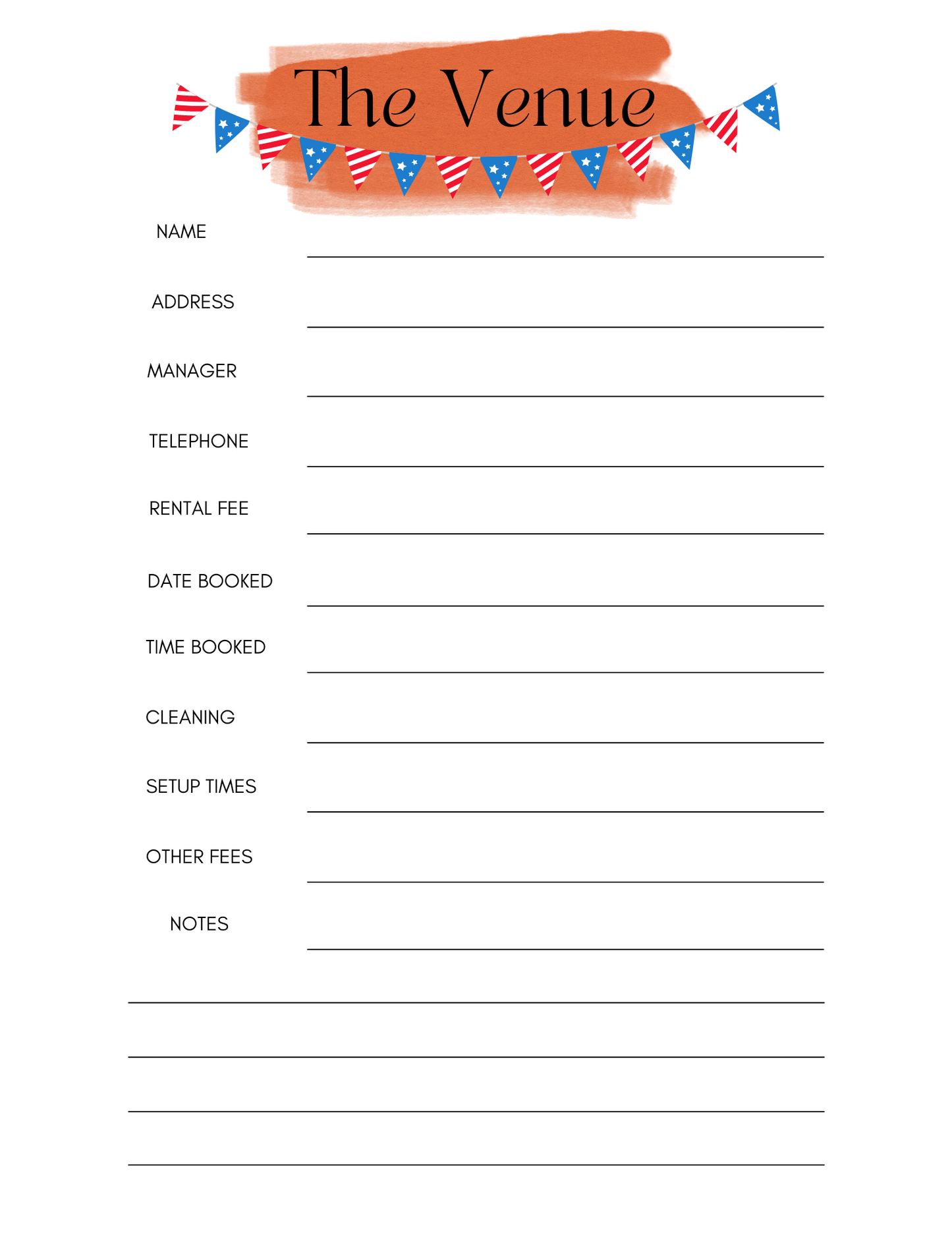 4th of July Printable Party Planner