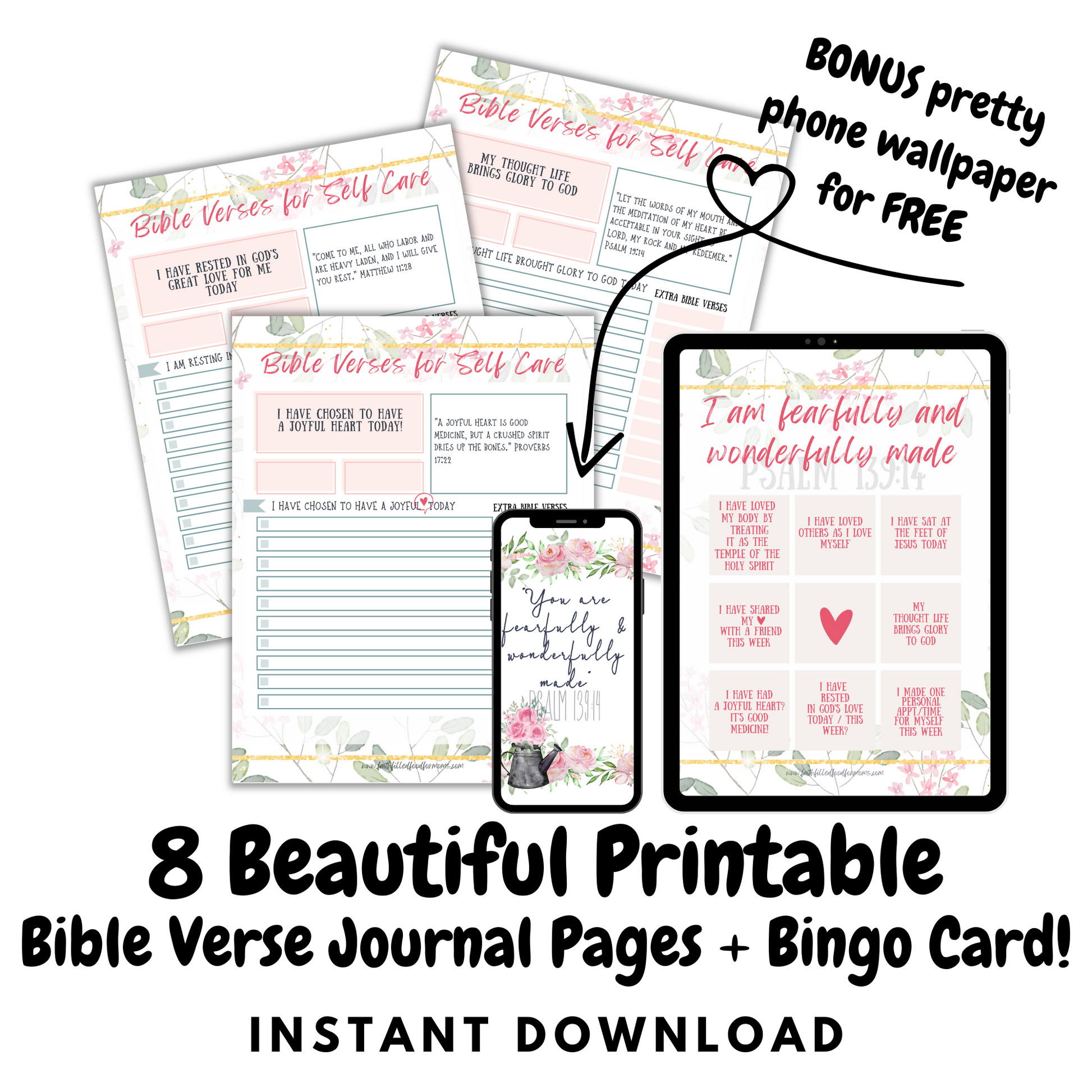Self Care Bingo with Scripture Journal Printable
