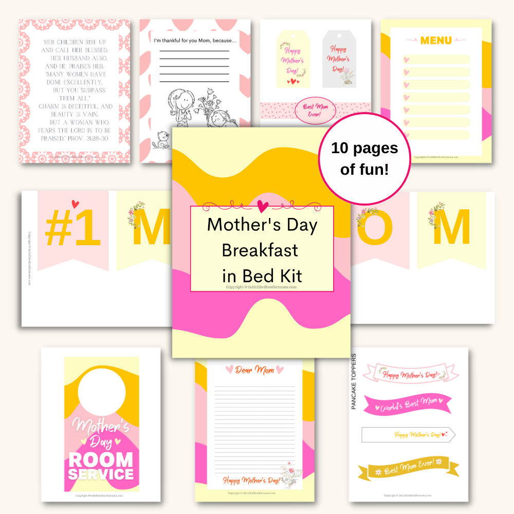 Mother's Day Breakfast in Bed Printable Kit Faith Filled Printables