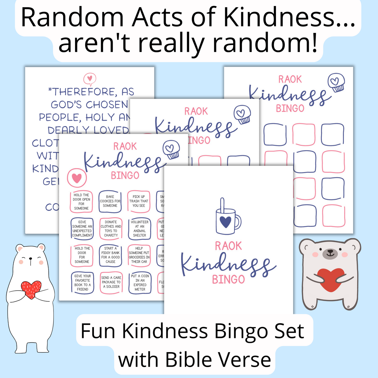 Kindness Bingo with Bible Verse Printable